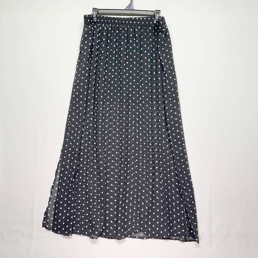 In'Voland NWT Black and White Polka Dot Skirt Mid Length with Slit Women's 20W